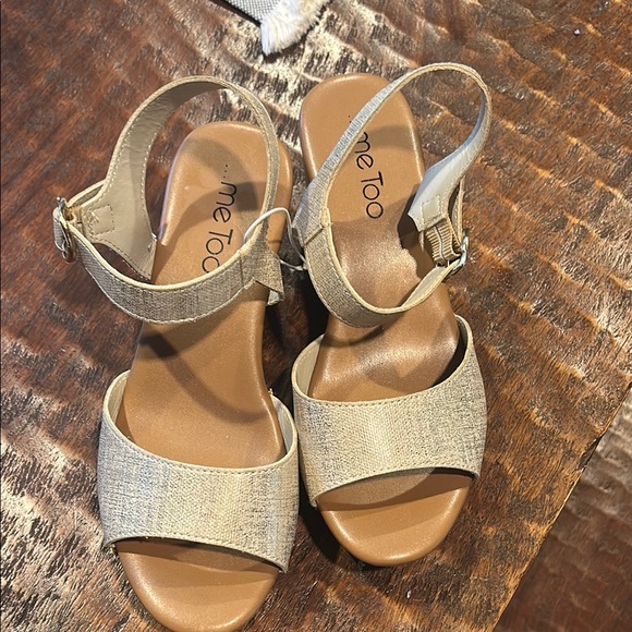 me too Shoes - NWT- Me Too Tan Sandals with Ankle Strap and Sparkly Finish